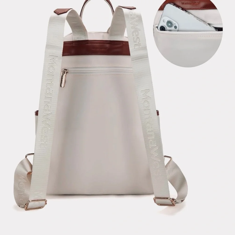 NWOT Montana West Medium Backpack for Women Lightweight Backpack Purse Beige - Picture 3 of 11